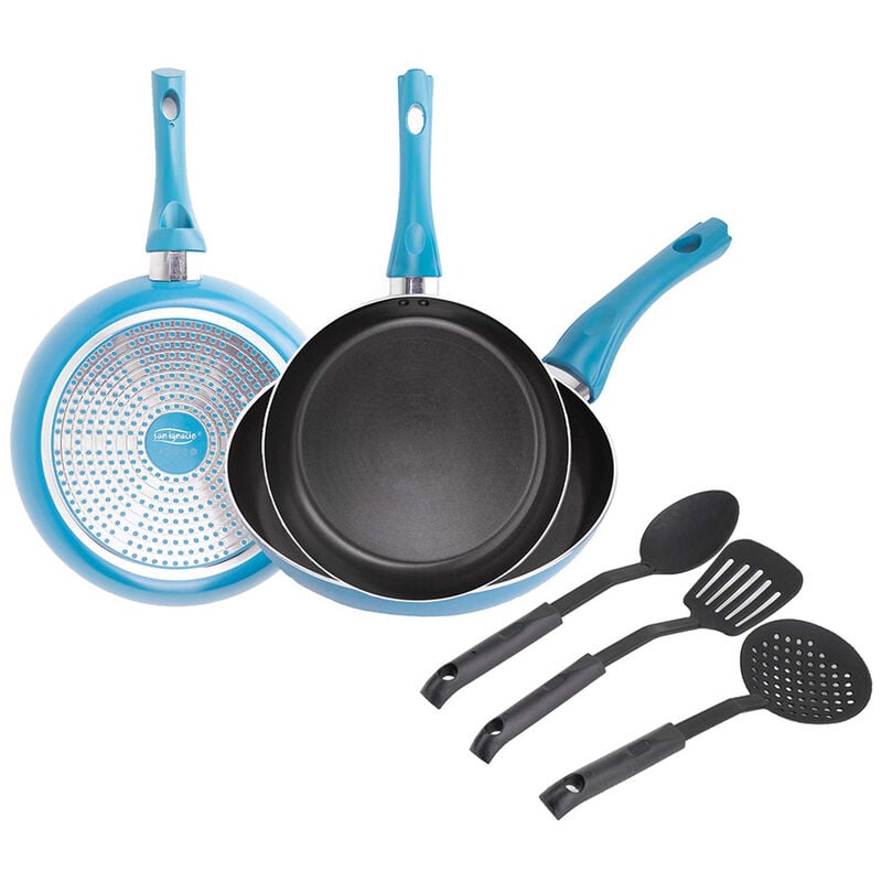 SET 3 SARTENES (Ø18+Ø22+Ø26cm) Y 3 UTENSILIOS DE COCINA ZAHARA BGEU-5144 SAN IGNACIO