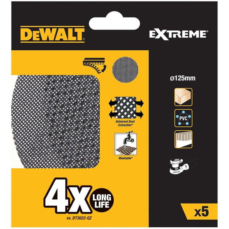 Pack 5 Malla ø125mm grano 60 para lijadoras rotoorbitales dtm8560qz dewalt disco 125mm usar con