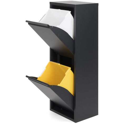 ARMARIO METALICO DE RECICLAJE CAJONES NEGRO 92x35x25cm