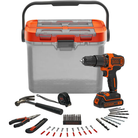 TALADRO / ATORNILLADOR BLACK+DECKER 20V MAX* CON 18 ACCESORIOS