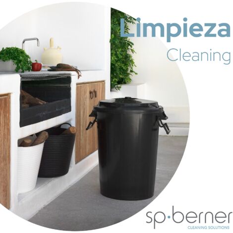 CUBO DE BASURA 100 LITROS COLOR NEGRO SIN TAPA SP BERNER