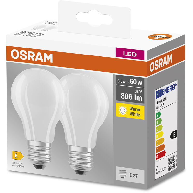 Lampada LED OSRAM BASE CL A GL FR 60, 6.5W, 806lm