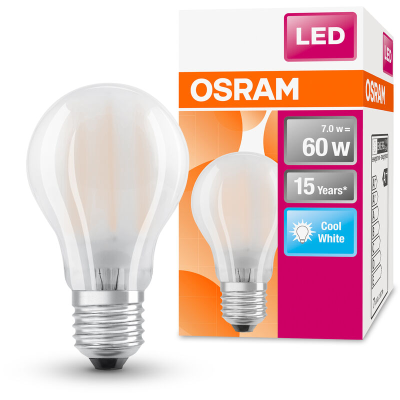 OSRAM Lampadina LED a filamento, forma a goccia 60W 4000K E27