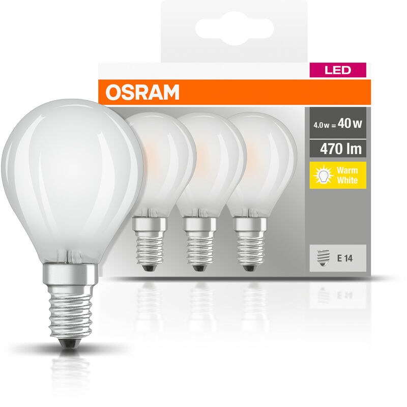 OSRAM Lampada LED - E27 - bianco caldo - 2700 K - 4 W - Sostituisce lampade  ad incandescenza 40W - opaca - LED Retrofit CLASSIC P