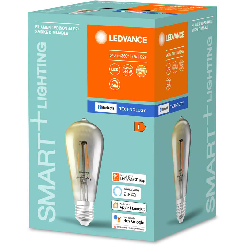 LEDVANCE Lampada LED Attacco: E27 Warm White 2700 K 6 W sostituzione per 44  W Incandescent bulb SMART+ Filament Edison Dimmable