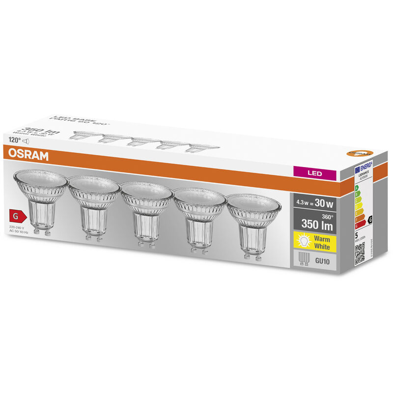 OSRAM Lampada LED con riflettore Attacco: GU10 Warm White 2700 K 4,30 W  sostituzione per 50 W Reflector lamp not relevant LED BASE PAR16