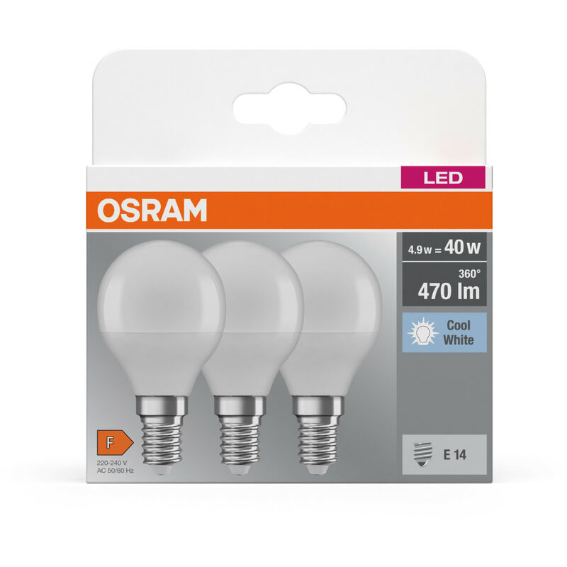 OSRAM Lampada LED Attacco: E14 Cool White 4000 K 5,50 W sostituzione per 40  W Incandescent bulb opaco LED BASE CLASSIC P