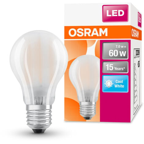OSRAM Lampada LED - E27 - Bianco freddo - 4000 K - 6,50 W - Sostituisce  lampade ad incandescenza 60W 