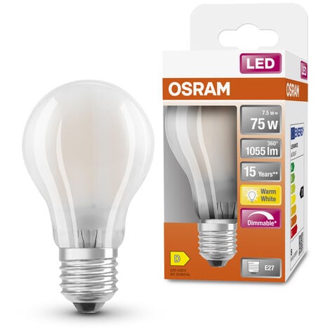 OSRAM Lampada LED - E27 - bianco caldo - 2700 K - 9 W - 75W equivalenti -  opaca - LED Retrofit CLASSIC