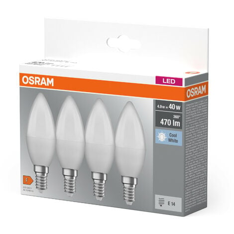 OSRAM Lampada LED - E14 - Bianco freddo - 4000 K - 5,50 W - Sostituisce  lampade ad incandescenza 40W 