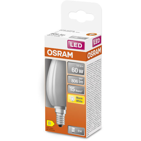 OSRAM Lampada LED - E14 - bianco caldo - 2700 K - 6 W - Sostituisce lampade ad incandescenza 60W - LED Retrofit CLASSIC B
