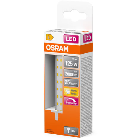 OSRAM LED LINE R7S DIM / Tubi LED: R7s, Dimmabile, 15 W, 125W equivalenti, chiara, bianco caldo, 2700 K