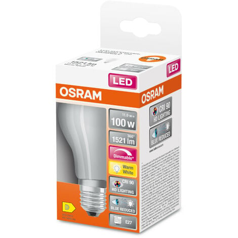OSRAM Lampada LED dimmerabile Superstar con resa cromatica particolarmente  elevata (CRI90), E27-base vetro smerigliato ,Bianco