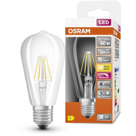 OSRAM Lampada LED dimmerabile Superstar con resa cromatica particolarmente  elevata (CRI90), E27-base Ottica del filamento 