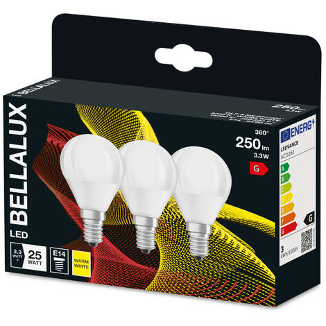 BELLALUX Lampada a LED, base E14, bianco caldo (2700K), opaco, forma a  goccia, sostituzione della lampadina