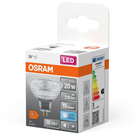 Lote 5 Bombillas LED Osram Reflector GU5.3 12V 3,4W = 20W Blanco Cálido 3000K - Regulables Y Alta Calidad