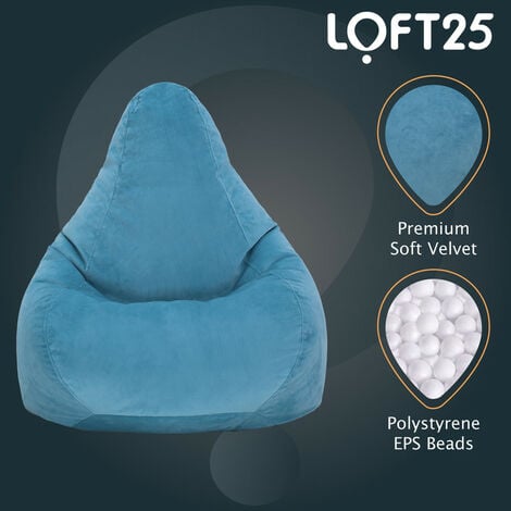 Loft 25 Indoor Bean Bag Chair, Soft Velvet bean bags for Living