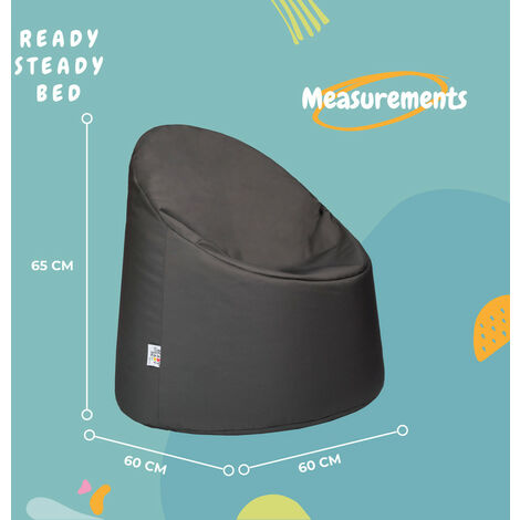 Ready Steady Bed - Kids Bean Bag Chair, 65x60 cm Water Resistant Children Bean Bag, Indoor Sofa Seat for Kids, Toddler Lightweight Pouffes Chair for Living Room - Dark Grey