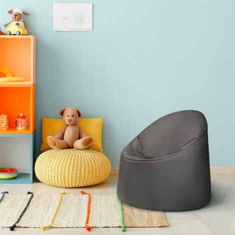 Ready Steady Bed - Kids Bean Bag Chair, 65x60 cm Water Resistant Children Bean Bag, Indoor Sofa Seat for Kids, Toddler Lightweight Pouffes Chair for Living Room - Dark Grey