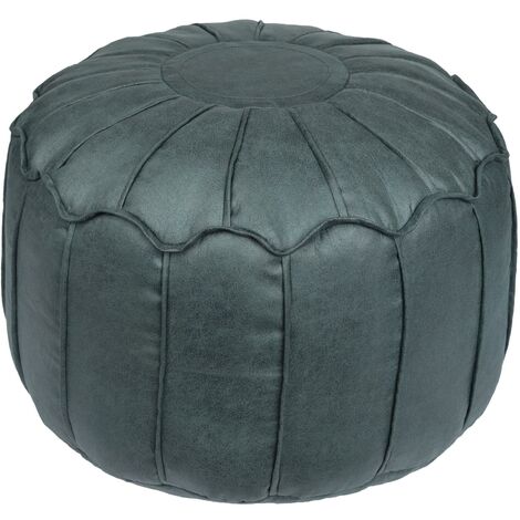 Loft 25 Living Room Bean Bag Moroccan Modern Footstool Faux Leather Foot Rest Pouffe, Forest