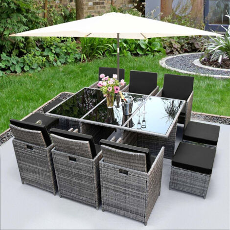 Gardenista - Outdoor 16 Pieces Cushion for Rattan Furniture, Lightweight Seat Cushions for Patio Rattan Chairs, Water Resistant Chair Cushions for Garden - Black (Cushions Only)