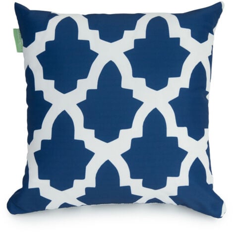 Decorative Square 18 x 18 Inch Throw Pillows Navy & White Moroccan  Quatrefoil Lattice Cushion Pillow