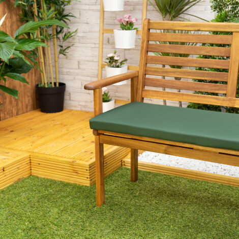 Gardenista Outdoor Bench Seat Pads for Rattan Furniture, Water Resistant Cushions for Garden Patio, 2-Seater Polyester Covers with Soft Fibre Filling, Green