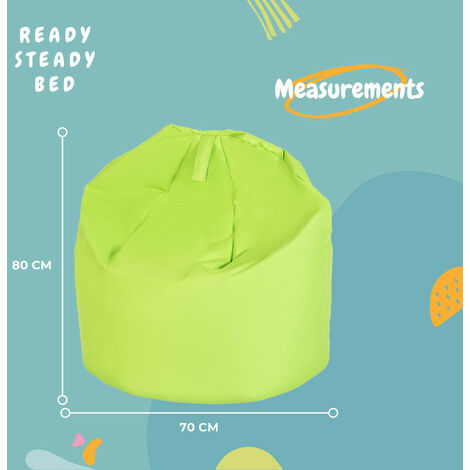 Ready Steady Bed - Gaming Bean Bag Chair for Living Room, 80x70 cm Indoor and Outdoor Water Resistant Bean Bag Seat, Ergonomic Design for Body Support, Adults Bean Bag Chair - Lime