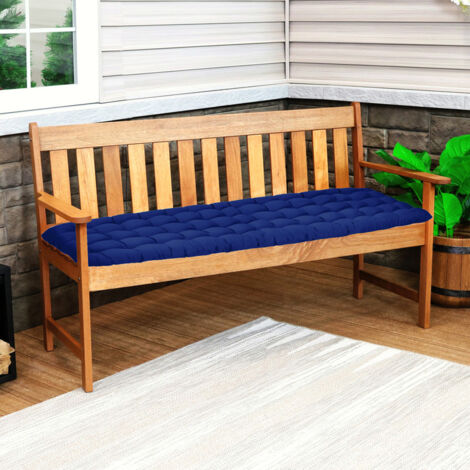 Gardenista - Outdoor Tufted Bench Seat Pads for Rattan Furniture, 2-Seater Water Resistant Seat Cushions for Garden Patio, Comfortable Soft Padded Decorative Bench Cushions - Navy