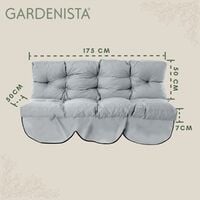 Gardenista Outdoor Garden 2/3 Seater 150cm Swing Seat Cushion Water Resistant Hammock Pad, Grey