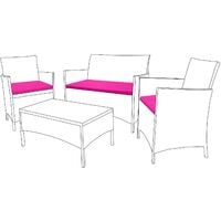 Gardenista Replacement 3pc Cushions Set Rattan Garden Furniture Chairs Outdoor Patio Sofa , Pink