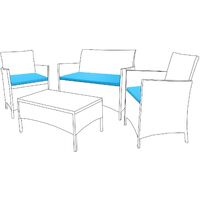 Gardenista Replacement 3pc Cushions Set Rattan Garden Furniture Chairs Outdoor Patio Sofa , Turquoise