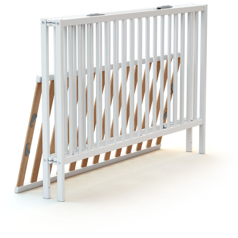 WEBABY Lit Bébé 60x120cm Hêtre Massif - Sommier Lattes Réglable 3 Hauteurs - Dès Naissance