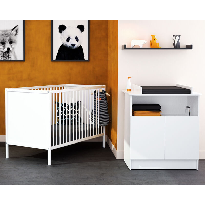 Chambre complète bébé avec lit 120x60cm, commode à langer et armoire 2  portes - BABYPRICE