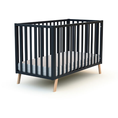 Lit évolutif bébé 60x120 cm en hêtre massif – Sommier réglable 3 hauteurs – Design Montessori avec côtés amovibles – AT4