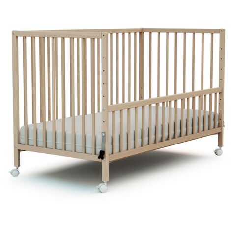 Lit bébé cododo 60 x 120 cm – Hêtre massif – Sommier réglable 5 hauteurs – Roulettes multidirectionnelles avec frein – Webaby