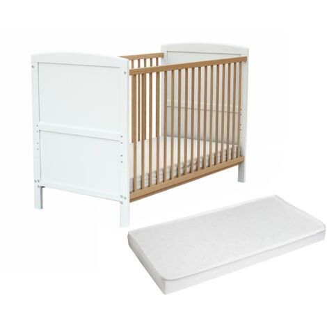 AT4 - Lit bébé évolutif avec matelas ESSENTIEL 60 x 120 cm en bois