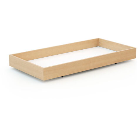 Tiroir de lit bébé en bois ROLO blanc 60 x 120 cm – Rangement coulissant sous lit – Compatible avec lits 60 x 120 cm – 4 roulettes fixes – AT4