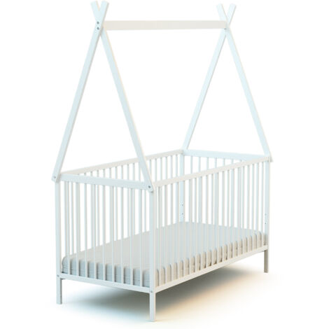 WEBABY - Lit bébé en bois 70 x 140 cm avec tipi (1/3)