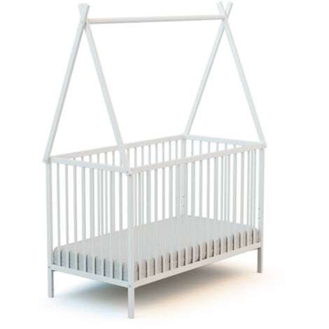Lit tipi évolutif 60x120 cm en bois massif – Sommier réglable 3 hauteurs – Personnalisable – Conforme norme EN-716-1 – Webaby