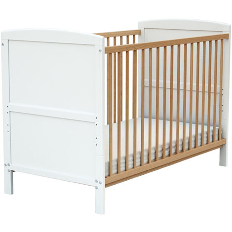 Les Tendances – Lit évolutif bébé 60 x 120 cm – En bois hêtre massif – Sommier réglable en hauteur – Transformation en lit junior