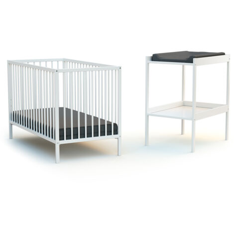 WEBABY Chambre bébé lit et table à langer en bois