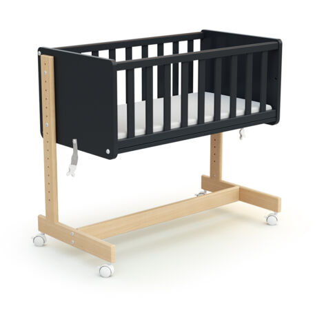 Les Tendances – Berceau cododo évolutif en bois massif – Dimensions 88x45,5x79,5 cm – Matelas 40x80 cm inclus – 4 roulettes à frein