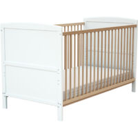 Les Tendances – Lit évolutif bébé 70 x 140 cm – Sommier réglable 3 hauteurs – Transformable en lit junior – En bois massif hêtre et panneaux HD