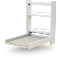 Table à langer murale rabattable 56x77,5x78cm – Hêtre massif et panneaux haute densité – Matelas amovible intégré – Pour petits espaces – AT4