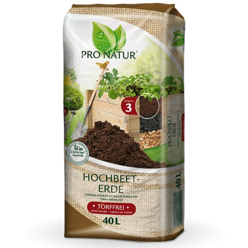 PRO NATUR Hochbeet Erde BIO Grünstempel Torffrei, 40 Ltr