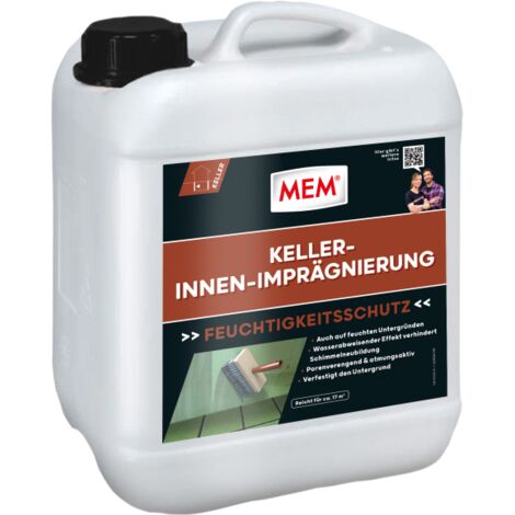 MEM Keller Innen-Imprägnierung, zur Abdichtung von feuchten und nassen Flächen, für verschiedene Untergründe, 5 Ltr