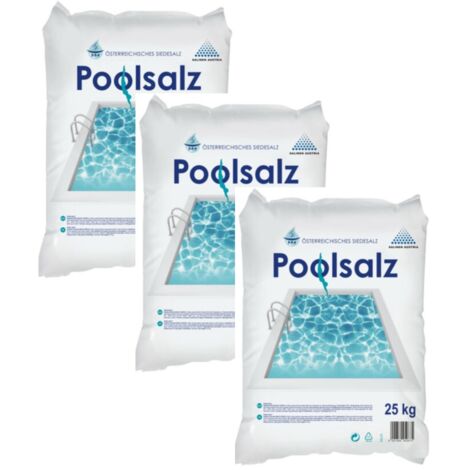 SALINEN AUSTRIA Poolsalz für Salzwasser-Pool & Schwimmbad, 3 x 25 Kg