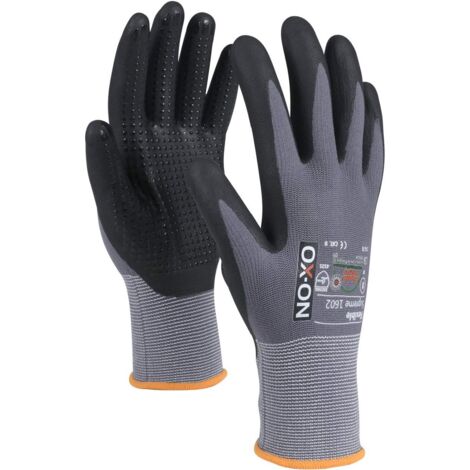 OX-ON Flexible Supreme 1602 Arbeitshandschuhe mit Noppen, grau, Größe (10/XL), 1 Paar