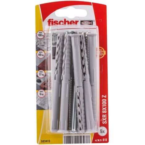 FISCHER 503413 Langschaftdübel SXR 8x100 Z Senkkopfschraube (PZ), 5 Stk (1/5)